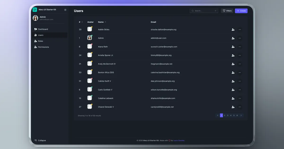 Mary UI Laravel Starter Kit